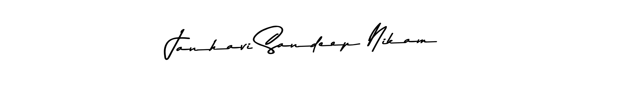 The best way (Asem Kandis PERSONAL USE) to make a short signature is to pick only two or three words in your name. The name Janhavi Sandeep Nikam include a total of six letters. For converting this name. Janhavi Sandeep Nikam signature style 9 images and pictures png