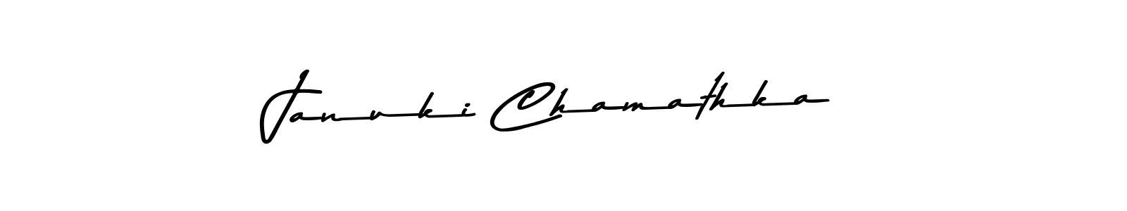 Make a beautiful signature design for name Januki Chamathka. With this signature (Asem Kandis PERSONAL USE) style, you can create a handwritten signature for free. Januki Chamathka signature style 9 images and pictures png