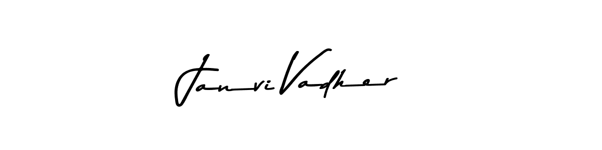 Create a beautiful signature design for name Janvi Vadher. With this signature (Asem Kandis PERSONAL USE) fonts, you can make a handwritten signature for free. Janvi Vadher signature style 9 images and pictures png