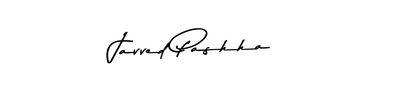 How to make Javved Pashha name signature. Use Asem Kandis PERSONAL USE style for creating short signs online. This is the latest handwritten sign. Javved Pashha signature style 9 images and pictures png