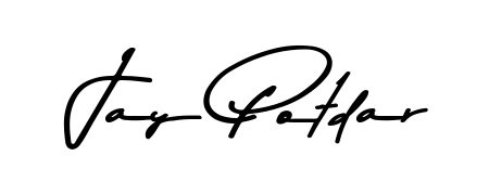 Give your name Jay Potdar an exquisite flair with the Asem Kandis PERSONAL USE script font. Ideal for contracts, resumes, and formal letterheads. Jay Potdar signature style 9 images and pictures png