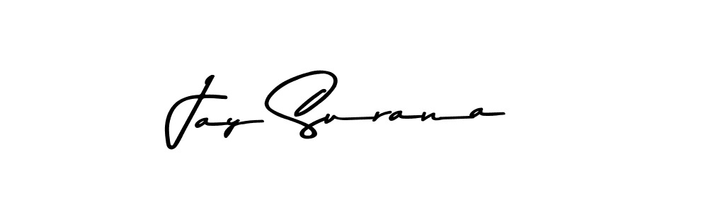 How to make Jay Surana name signature. Use Asem Kandis PERSONAL USE style for creating short signs online. This is the latest handwritten sign. Jay Surana signature style 9 images and pictures png