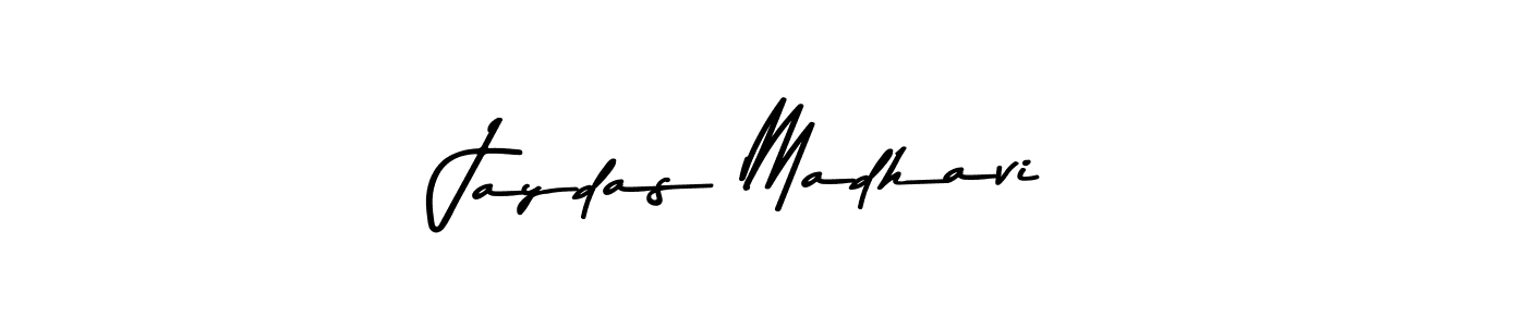 How to make Jaydas Madhavi name signature. Use Asem Kandis PERSONAL USE style for creating short signs online. This is the latest handwritten sign. Jaydas Madhavi signature style 9 images and pictures png
