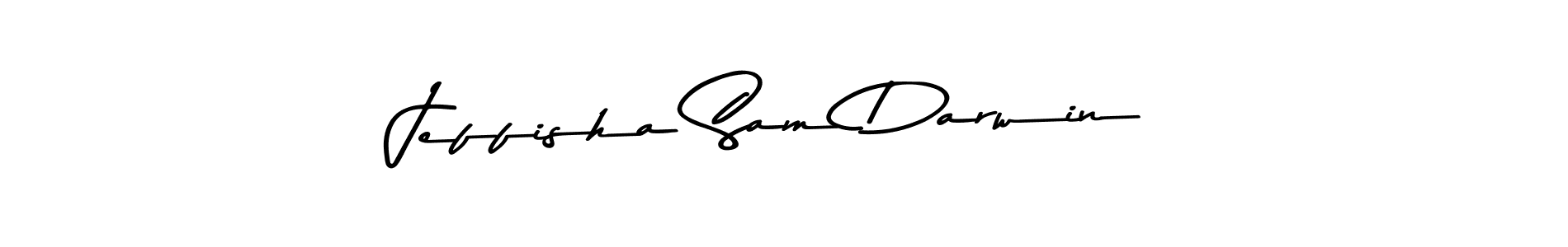 How to make Jeffisha Sam Darwin name signature. Use Asem Kandis PERSONAL USE style for creating short signs online. This is the latest handwritten sign. Jeffisha Sam Darwin signature style 9 images and pictures png