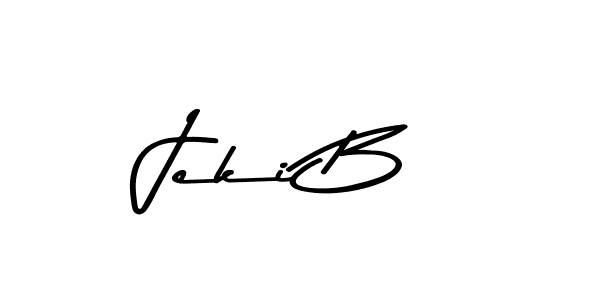 How to make Jeki B name signature. Use Asem Kandis PERSONAL USE style for creating short signs online. This is the latest handwritten sign. Jeki B signature style 9 images and pictures png