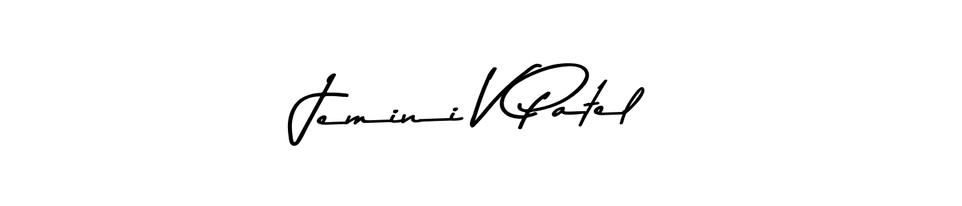 The best way (Asem Kandis PERSONAL USE) to make a short signature is to pick only two or three words in your name. The name Jemini V Patel include a total of six letters. For converting this name. Jemini V Patel signature style 9 images and pictures png