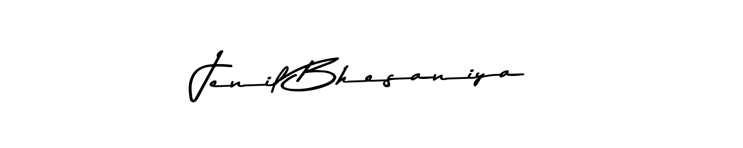 How to make Jenil Bhesaniya name signature. Use Asem Kandis PERSONAL USE style for creating short signs online. This is the latest handwritten sign. Jenil Bhesaniya signature style 9 images and pictures png