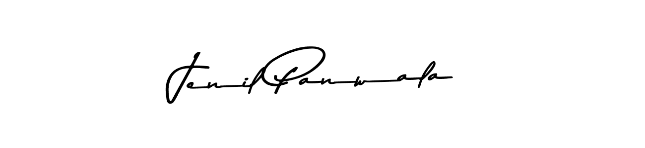How to make Jenil Panwala name signature. Use Asem Kandis PERSONAL USE style for creating short signs online. This is the latest handwritten sign. Jenil Panwala signature style 9 images and pictures png