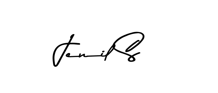 How to make Jenil S name signature. Use Asem Kandis PERSONAL USE style for creating short signs online. This is the latest handwritten sign. Jenil S signature style 9 images and pictures png