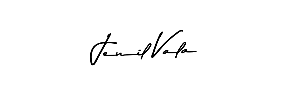 How to make Jenil Vala name signature. Use Asem Kandis PERSONAL USE style for creating short signs online. This is the latest handwritten sign. Jenil Vala signature style 9 images and pictures png