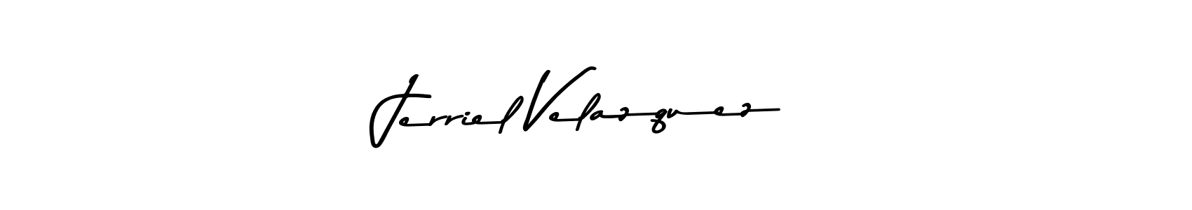 The best way (Asem Kandis PERSONAL USE) to make a short signature is to pick only two or three words in your name. The name Jerriel Velazquez include a total of six letters. For converting this name. Jerriel Velazquez signature style 9 images and pictures png