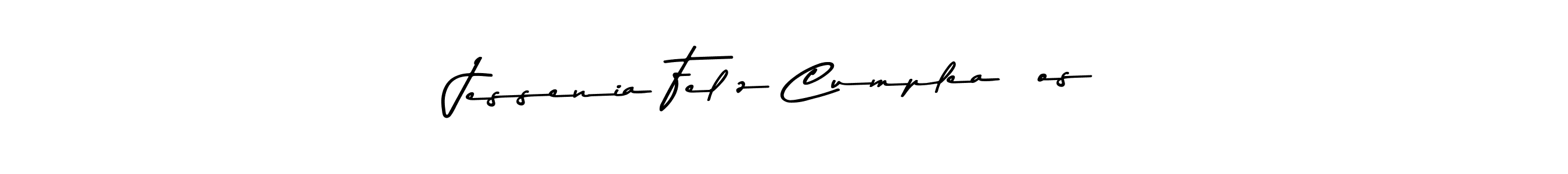 How to make Jessenia Felíz Cumpleaños name signature. Use Asem Kandis PERSONAL USE style for creating short signs online. This is the latest handwritten sign. Jessenia Felíz Cumpleaños signature style 9 images and pictures png