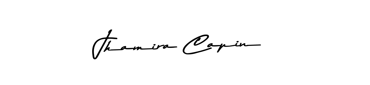 How to make Jhamira Capin name signature. Use Asem Kandis PERSONAL USE style for creating short signs online. This is the latest handwritten sign. Jhamira Capin signature style 9 images and pictures png