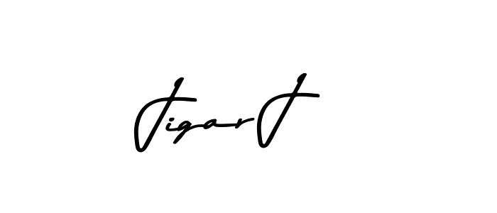 Make a beautiful signature design for name Jigar J. With this signature (Asem Kandis PERSONAL USE) style, you can create a handwritten signature for free. Jigar J signature style 9 images and pictures png