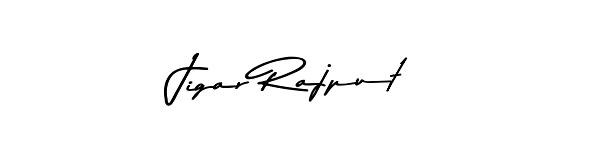 How to make Jigar Rajput name signature. Use Asem Kandis PERSONAL USE style for creating short signs online. This is the latest handwritten sign. Jigar Rajput signature style 9 images and pictures png