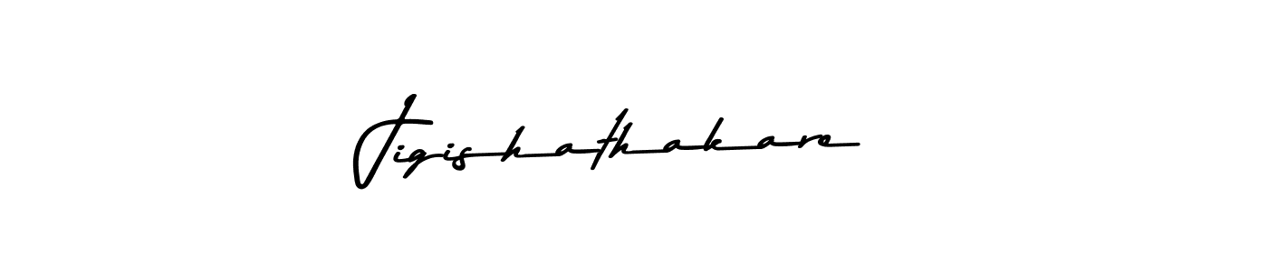 How to make Jigishathakare name signature. Use Asem Kandis PERSONAL USE style for creating short signs online. This is the latest handwritten sign. Jigishathakare signature style 9 images and pictures png