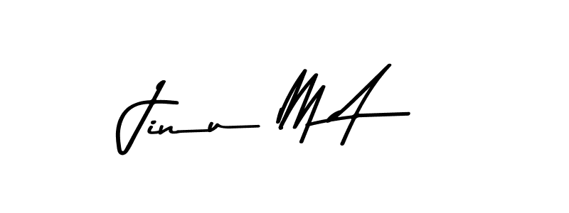 How to make Jinu M A name signature. Use Asem Kandis PERSONAL USE style for creating short signs online. This is the latest handwritten sign. Jinu M A signature style 9 images and pictures png