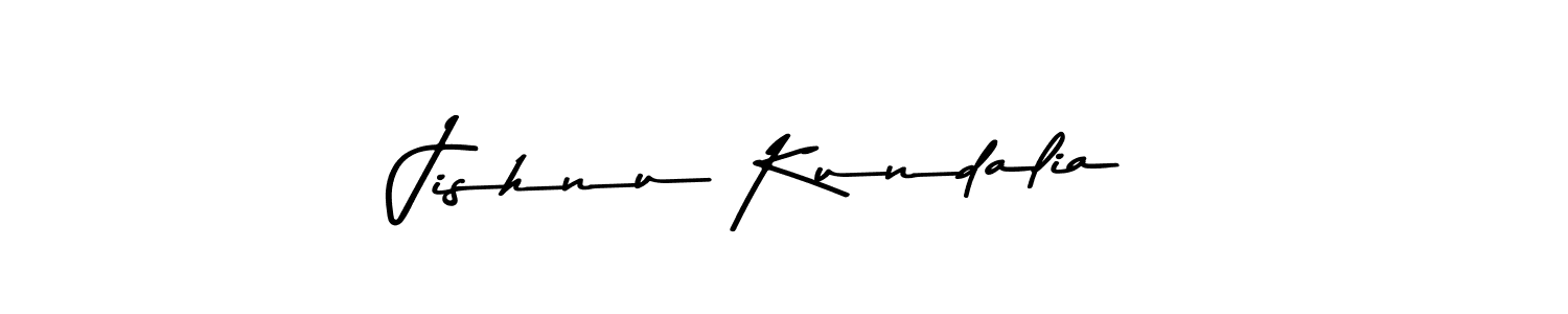 How to make Jishnu Kundalia name signature. Use Asem Kandis PERSONAL USE style for creating short signs online. This is the latest handwritten sign. Jishnu Kundalia signature style 9 images and pictures png