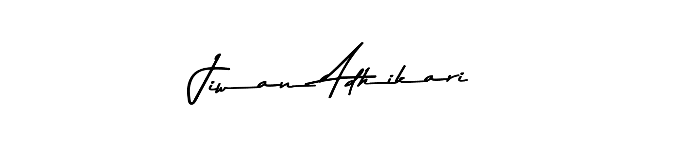How to make Jiwan Adhikari name signature. Use Asem Kandis PERSONAL USE style for creating short signs online. This is the latest handwritten sign. Jiwan Adhikari signature style 9 images and pictures png