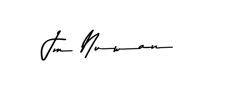 How to make Jm Nuwan name signature. Use Asem Kandis PERSONAL USE style for creating short signs online. This is the latest handwritten sign. Jm Nuwan signature style 9 images and pictures png