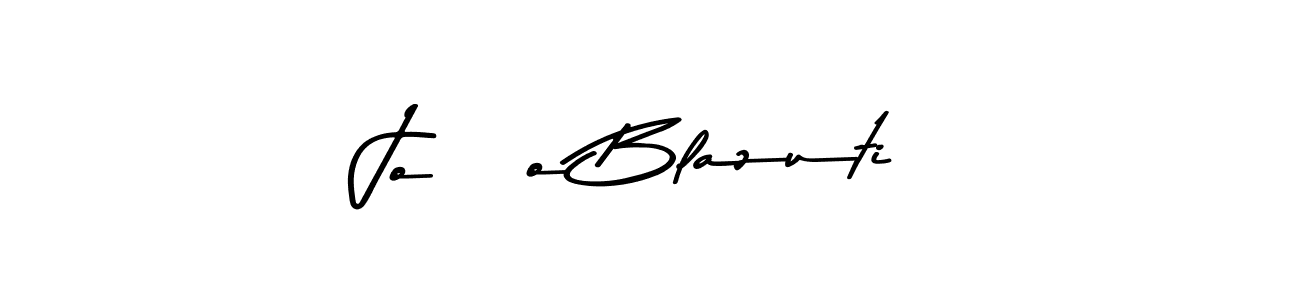 Create a beautiful signature design for name JoÃo Blazuti. With this signature (Asem Kandis PERSONAL USE) fonts, you can make a handwritten signature for free. JoÃo Blazuti signature style 9 images and pictures png