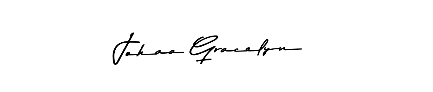 if you are searching for the best signature style for your name Johaa Gracelyn. so please give up your signature search. here we have designed multiple signature styles  using Asem Kandis PERSONAL USE. Johaa Gracelyn signature style 9 images and pictures png