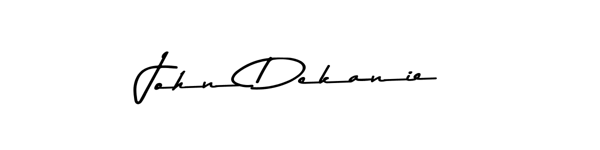 How to make John Dekanie name signature. Use Asem Kandis PERSONAL USE style for creating short signs online. This is the latest handwritten sign. John Dekanie signature style 9 images and pictures png