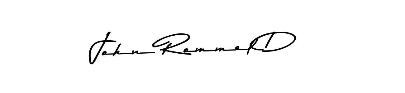 How to make John Rommel D name signature. Use Asem Kandis PERSONAL USE style for creating short signs online. This is the latest handwritten sign. John Rommel D signature style 9 images and pictures png