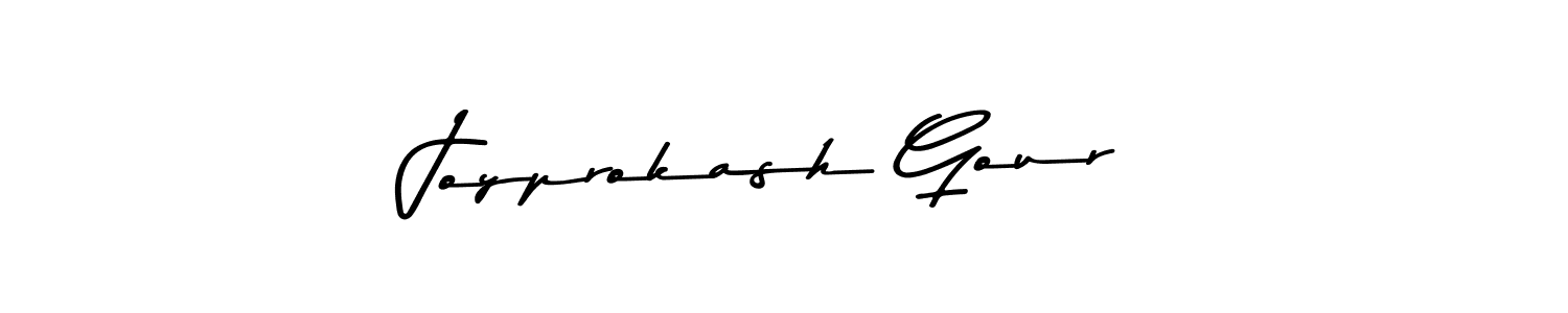 Make a beautiful signature design for name Joyprokash Gour. With this signature (Asem Kandis PERSONAL USE) style, you can create a handwritten signature for free. Joyprokash Gour signature style 9 images and pictures png