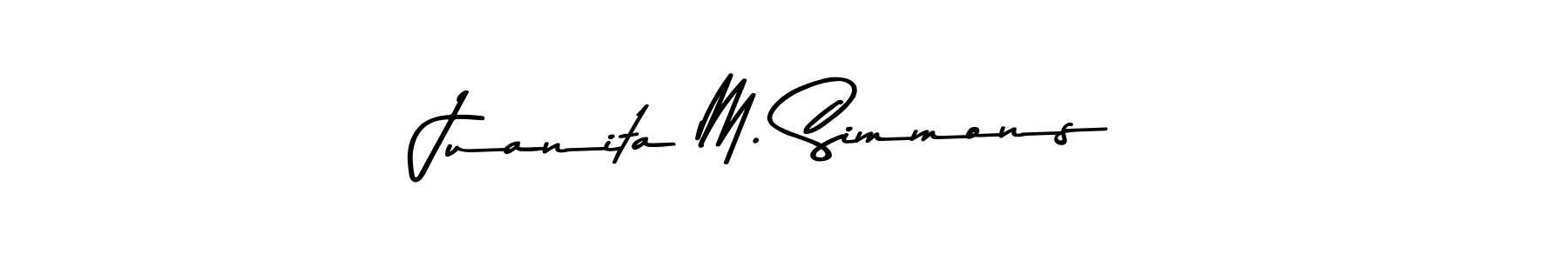 Create a beautiful signature design for name Juanita M. Simmons. With this signature (Asem Kandis PERSONAL USE) fonts, you can make a handwritten signature for free. Juanita M. Simmons signature style 9 images and pictures png