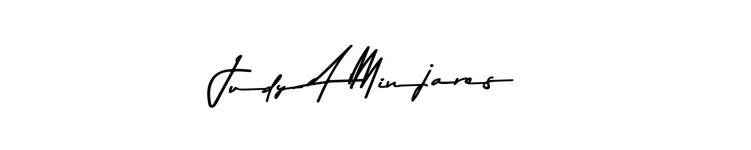 How to make Judy A Minjares name signature. Use Asem Kandis PERSONAL USE style for creating short signs online. This is the latest handwritten sign. Judy A Minjares signature style 9 images and pictures png