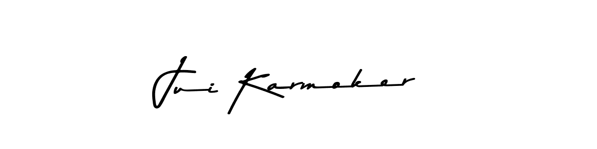 if you are searching for the best signature style for your name Jui Karmoker. so please give up your signature search. here we have designed multiple signature styles  using Asem Kandis PERSONAL USE. Jui Karmoker signature style 9 images and pictures png