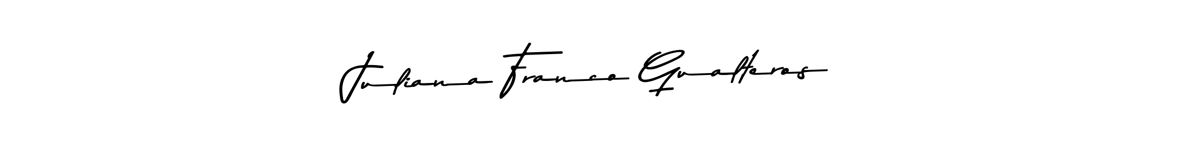 How to make Juliana Franco Gualteros name signature. Use Asem Kandis PERSONAL USE style for creating short signs online. This is the latest handwritten sign. Juliana Franco Gualteros signature style 9 images and pictures png