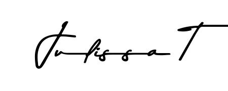 Upgrade your professional image with Julissa T signature created with Asem Kandis PERSONAL USE font. Fast, free, and watermark-free download. Julissa T signature style 9 images and pictures png