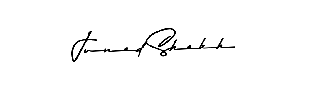 How to make Juned Shekh name signature. Use Asem Kandis PERSONAL USE style for creating short signs online. This is the latest handwritten sign. Juned Shekh signature style 9 images and pictures png