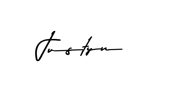 Create a beautiful signature design for name Justyn. With this signature (Asem Kandis PERSONAL USE) fonts, you can make a handwritten signature for free. Justyn signature style 9 images and pictures png