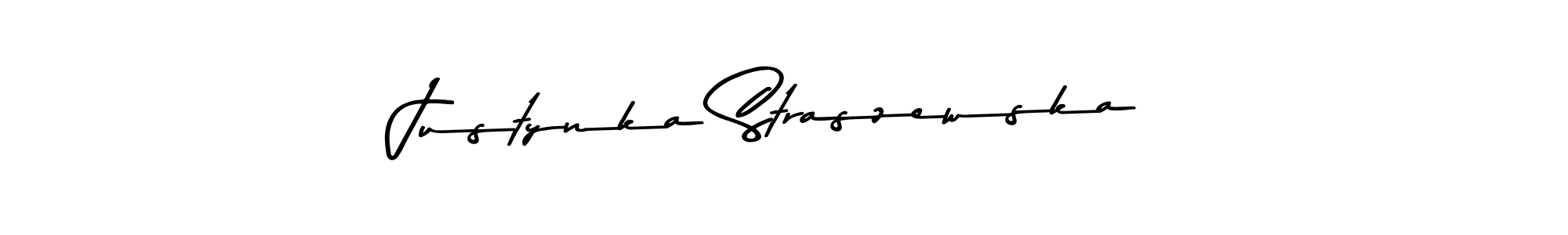Create a beautiful signature design for name Justynka Straszewska. With this signature (Asem Kandis PERSONAL USE) fonts, you can make a handwritten signature for free. Justynka Straszewska signature style 9 images and pictures png