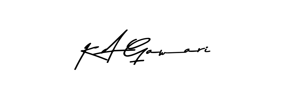 Create a beautiful signature design for name K A Gawari. With this signature (Asem Kandis PERSONAL USE) fonts, you can make a handwritten signature for free. K A Gawari signature style 9 images and pictures png