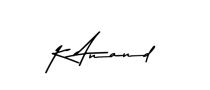 How to make K Anand name signature. Use Asem Kandis PERSONAL USE style for creating short signs online. This is the latest handwritten sign. K Anand signature style 9 images and pictures png