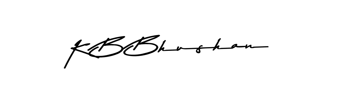 How to make K B Bhushan name signature. Use Asem Kandis PERSONAL USE style for creating short signs online. This is the latest handwritten sign. K B Bhushan signature style 9 images and pictures png