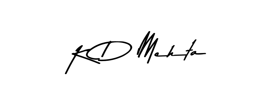 How to make K D Mehta name signature. Use Asem Kandis PERSONAL USE style for creating short signs online. This is the latest handwritten sign. K D Mehta signature style 9 images and pictures png