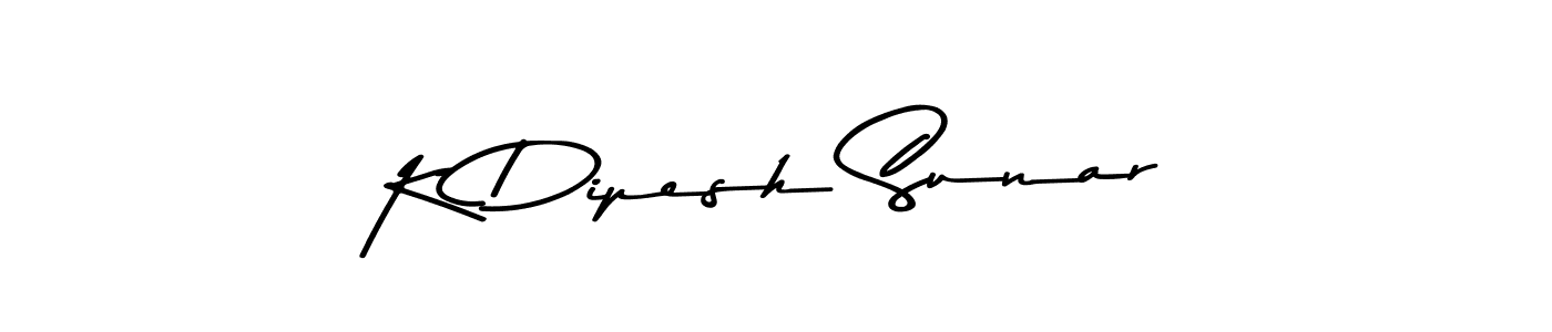 How to make K Dipesh Sunar name signature. Use Asem Kandis PERSONAL USE style for creating short signs online. This is the latest handwritten sign. K Dipesh Sunar signature style 9 images and pictures png