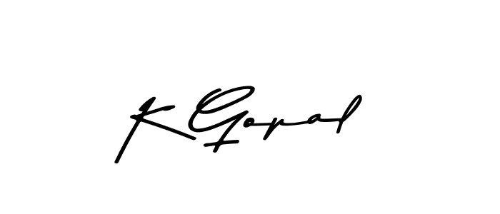 Create a beautiful signature design for name K Gopal. With this signature (Asem Kandis PERSONAL USE) fonts, you can make a handwritten signature for free. K Gopal signature style 9 images and pictures png
