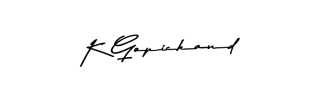 Create a beautiful signature design for name K Gopichand. With this signature (Asem Kandis PERSONAL USE) fonts, you can make a handwritten signature for free. K Gopichand signature style 9 images and pictures png