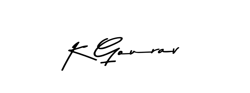 How to make K Gourav name signature. Use Asem Kandis PERSONAL USE style for creating short signs online. This is the latest handwritten sign. K Gourav signature style 9 images and pictures png