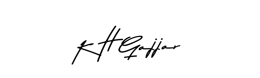 The best way (Asem Kandis PERSONAL USE) to make a short signature is to pick only two or three words in your name. The name K H Gajjar include a total of six letters. For converting this name. K H Gajjar signature style 9 images and pictures png