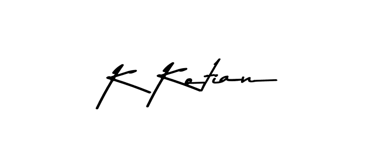 The best way (Asem Kandis PERSONAL USE) to make a short signature is to pick only two or three words in your name. The name K Kotian include a total of six letters. For converting this name. K Kotian signature style 9 images and pictures png