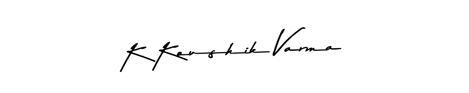 The best way (Asem Kandis PERSONAL USE) to make a short signature is to pick only two or three words in your name. The name K Koushik Varma include a total of six letters. For converting this name. K Koushik Varma signature style 9 images and pictures png