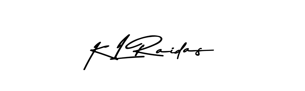 How to make K L Raidas name signature. Use Asem Kandis PERSONAL USE style for creating short signs online. This is the latest handwritten sign. K L Raidas signature style 9 images and pictures png
