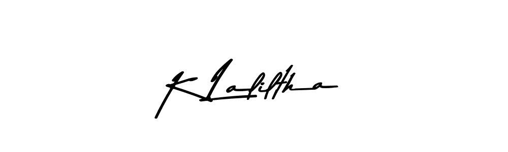 You should practise on your own different ways (Asem Kandis PERSONAL USE) to write your name (K Laliltha) in signature. don't let someone else do it for you. K Laliltha signature style 9 images and pictures png